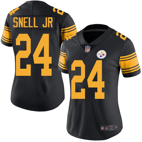 Women Pittsburgh Steelers Football #24 Limited Black Benny Snell Jr. Rush Vapor Untouchable Nike NFL Jersey->women nfl jersey->Women Jersey